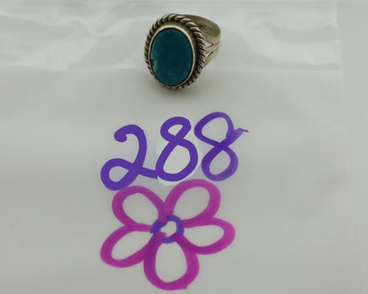 Navajo Ring .925 Silver Natural Blue Turquoise Native American Artist C.1980's