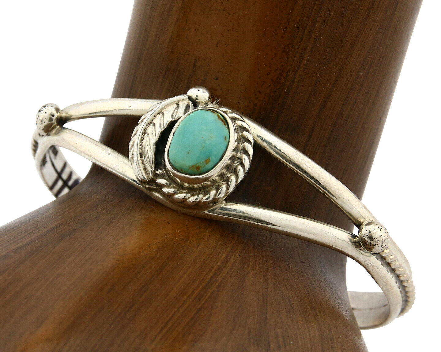 Navajo Bracelet .925 Silver Turquoise Mountain Signed Calvin Peterson C.80's