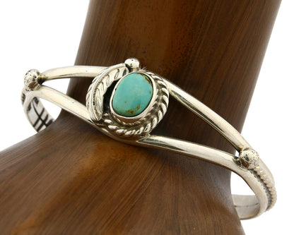 Navajo Bracelet .925 Silver Turquoise Mountain Signed Calvin Peterson C.80's