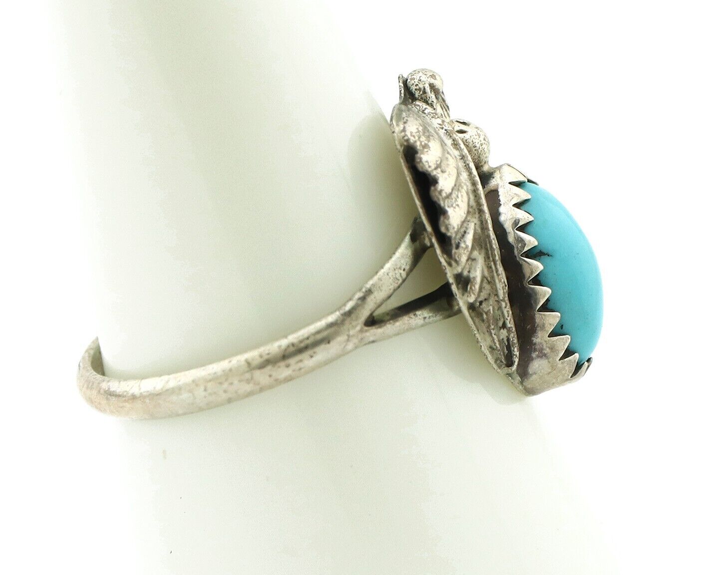 Navajo Ring .925 Silver Natural Blue Mined Southwest Turquoise Native Artist C80