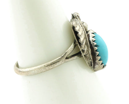 Navajo Ring .925 Silver Natural Blue Mined Southwest Turquoise Native Artist C80