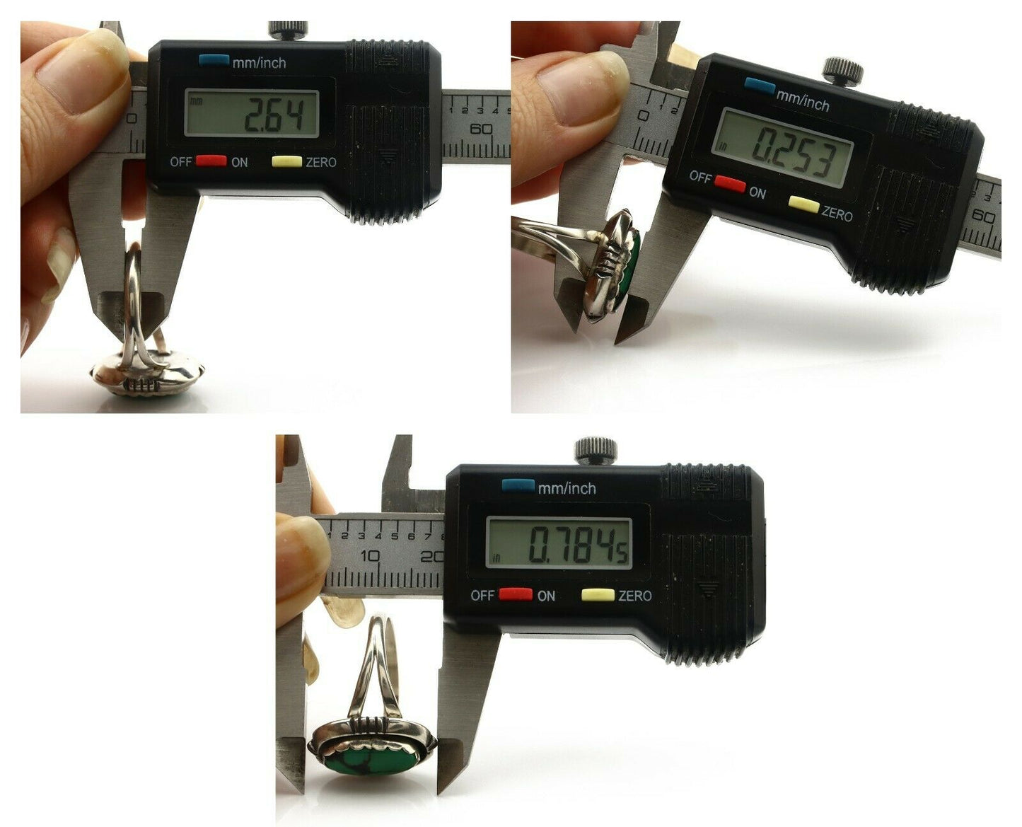 Navajo Ring .925 Silver Spiderweb Turquoise Handmade Native American Artist C80s