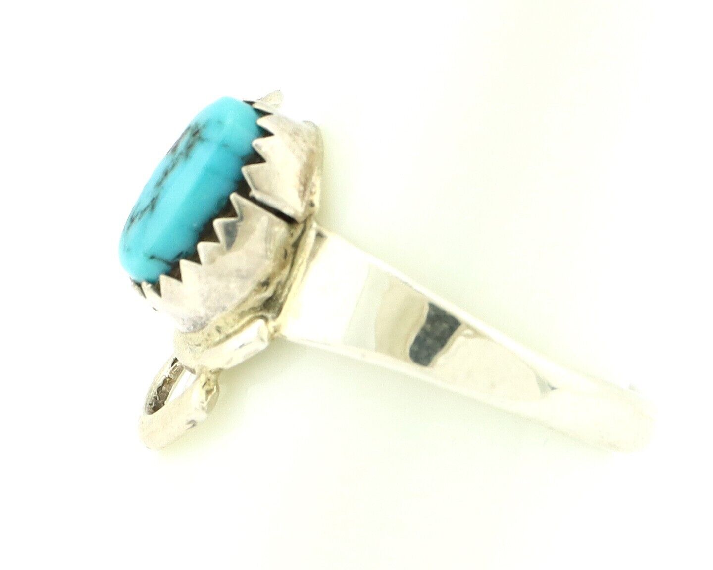 Navajo Ring .925 Silver Sleeping Beauty Turquoise Native Artist C.80's