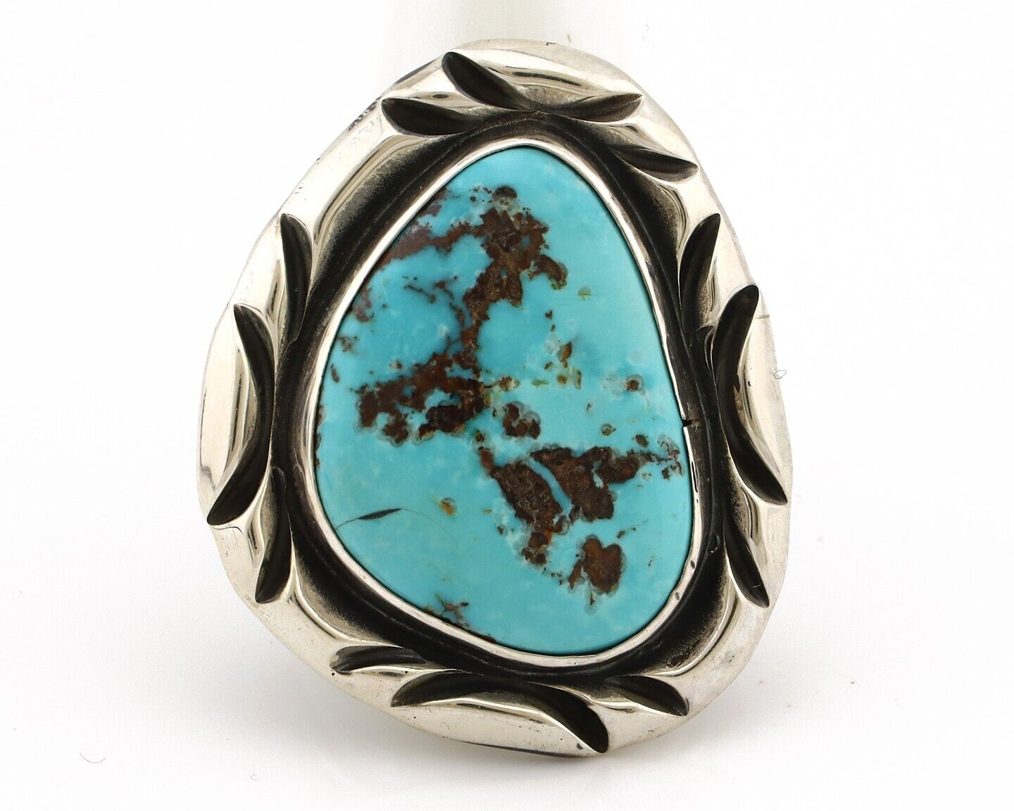 Navajo Ring 925 Silver Natural Blue Turquoise Native Artist Signed C Montoya C80