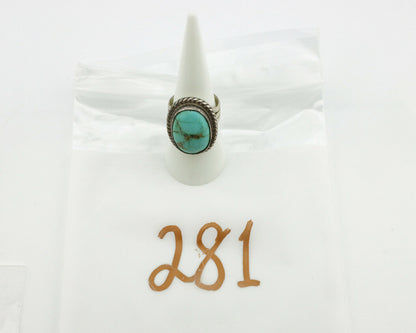 Navajo Ring .925 Silver Kingman Turquoise Native American Artist C.1980's