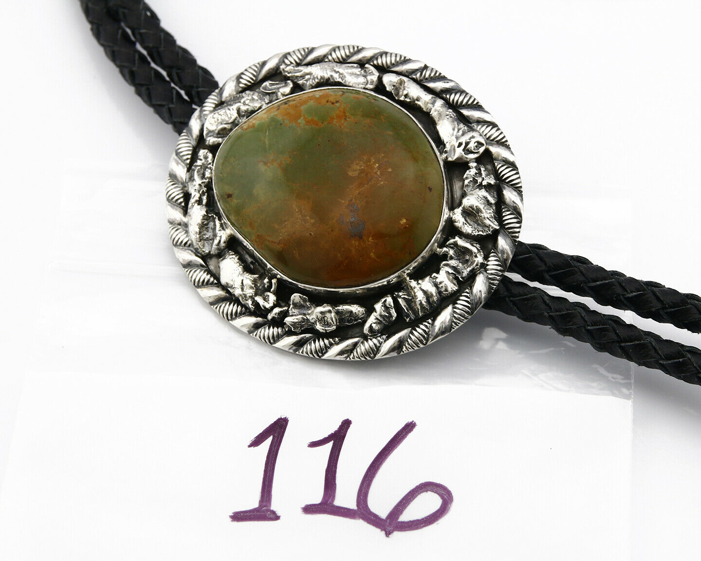 Navajo Bolo Tie .925 Silver Royster Turquoise C.80's Native American