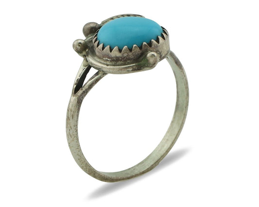 Navajo Ring .925 Silver Natural Blue Mined Southwest Turquoise Native Artist C80