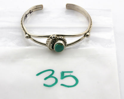 Navajo Bracelet .925 Silver Turquoise Mountain Signed Calvin Peterson C.80's
