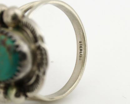 Navajo Ring .925 Silver Kingman Turquoise Artist Signed A C.1980's