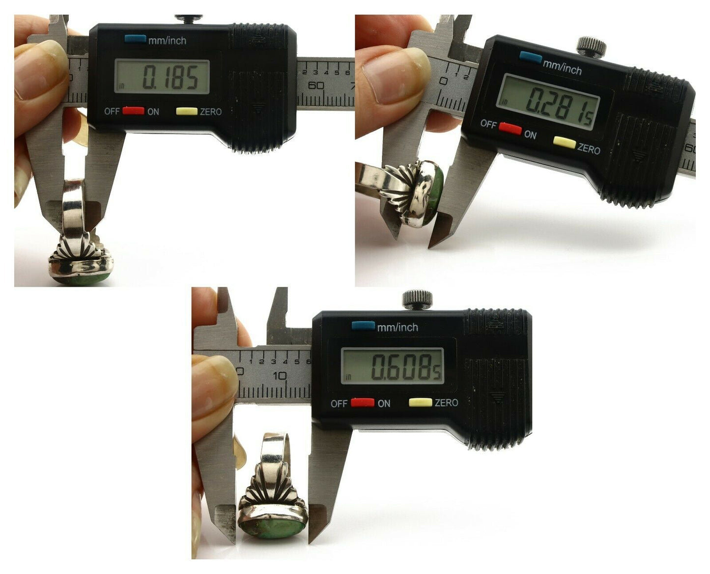 Navajo Ring .925 Silver Bisbee Turquoise Artist Signed Apache C.80's