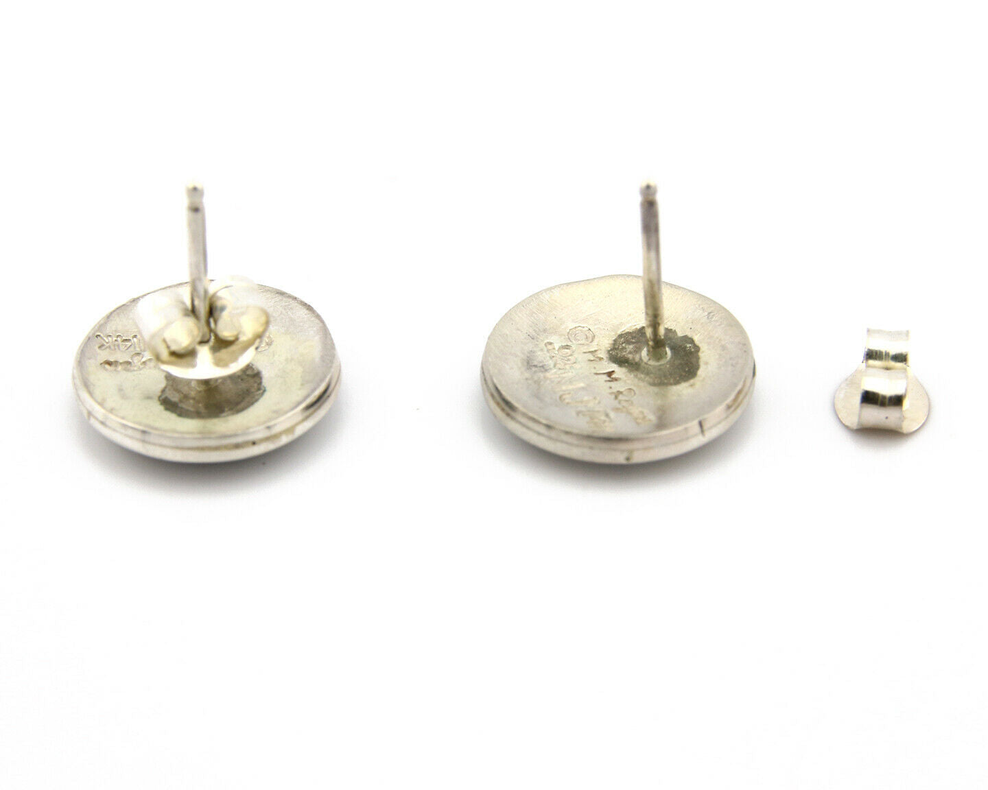 Navajo Eagle Head Earrings .925 Silver 14k SOLID Yellow GOLD MM Rogers & NJ C.80