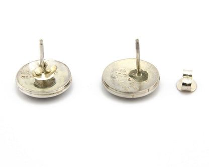 Navajo Eagle Head Earrings .925 Silver 14k SOLID Yellow GOLD MM Rogers & NJ C.80