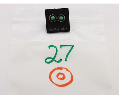 Zuni Earrings 925 Silver Natural Kingman Turquoise Native American Artist C.80's