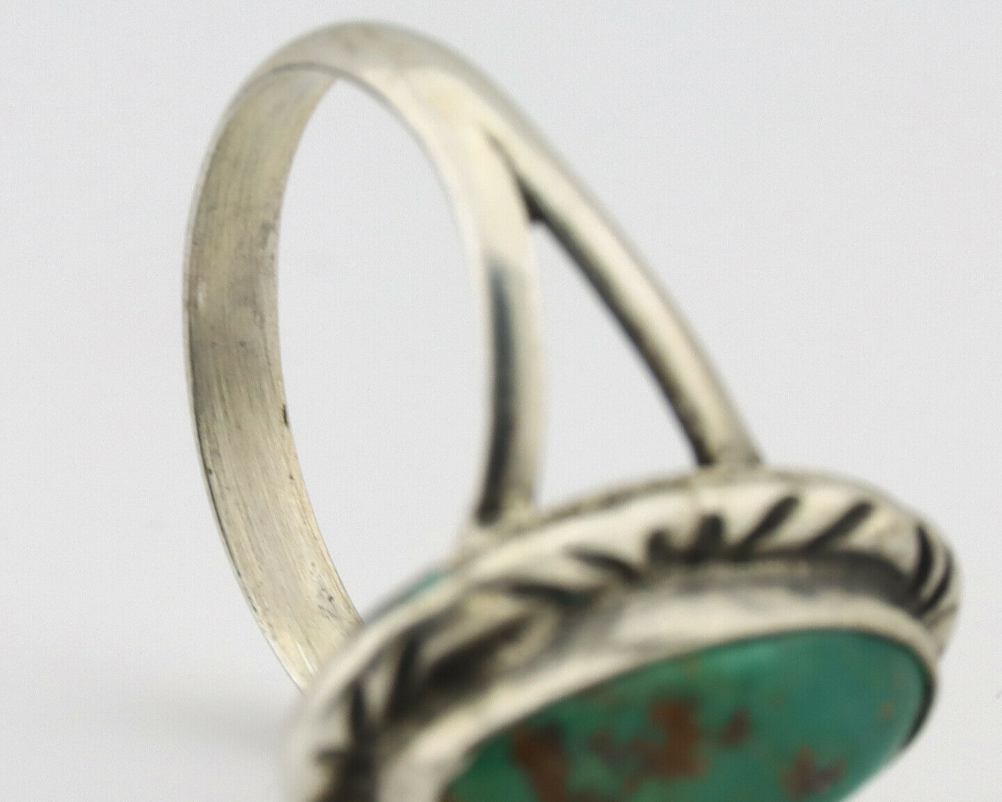 Navajo Ring .925 Silver Kingman Turquoise Native Artist Signed C.80's