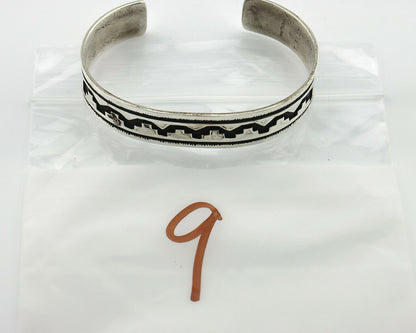 Navajo Bracelet .925 Silver Handmade Overlay Style Signed Tommy Billy Cuff C80s