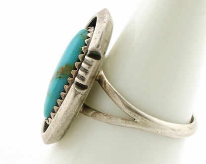 Navajo Ring .925 Silver Nevada Turquoise Native American Artist C.1980's
