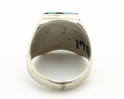 Zuni Ring .925 Silver Inlaid Gemstones Handmade Signed Artist LGL C.80's