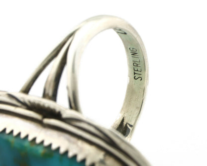 Navajo Ring .925 Silver Kingman Turquoise Native American Artist C.80's