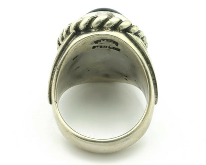 Navajo Ring .925 Silver Onyx Artist Signed Apache Manufacturing C.80's