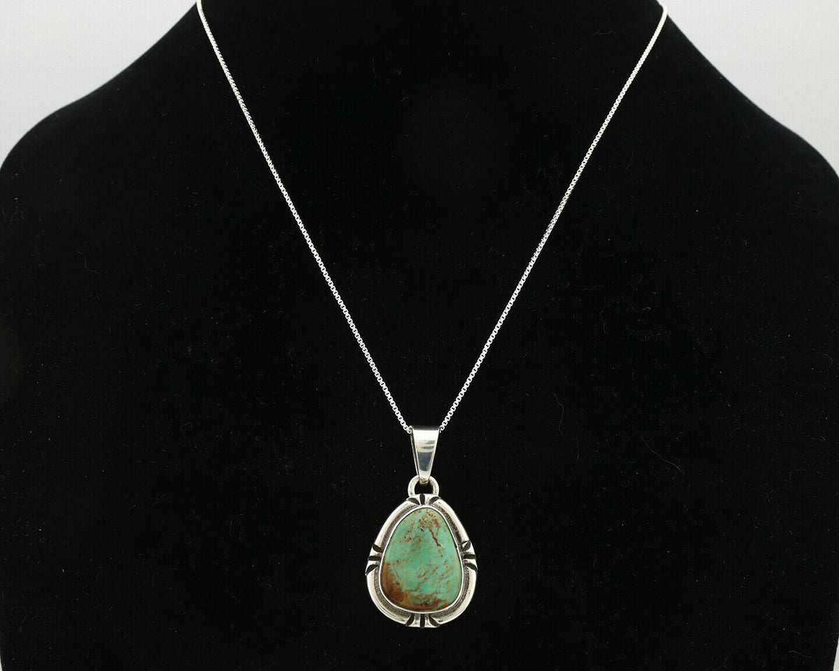 Navajo Pendant .925 Silver Kingman Turquoise Artist Signed Gecko C.80's