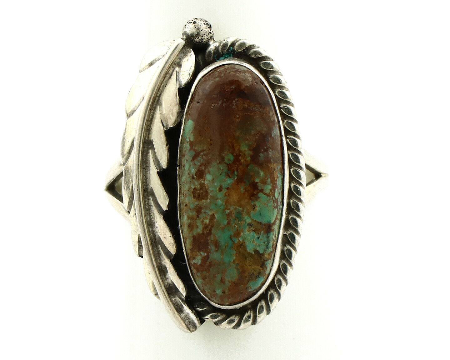 Navajo Ring .925 Silver Turquoise Mountain Signed Artist Apache C.80's