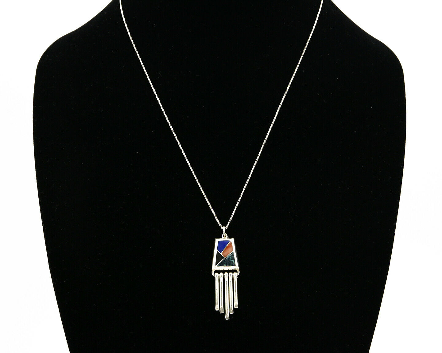 Women's Navajo Gemstone Pendant Dangles .925 Silver Signed Teme