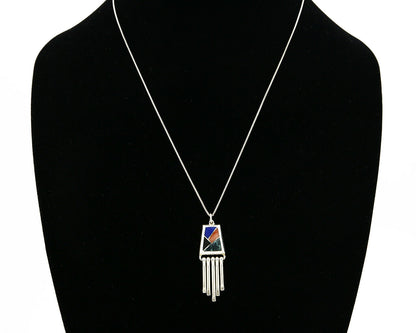 Women's Navajo Gemstone Pendant Dangles .925 Silver Signed Teme