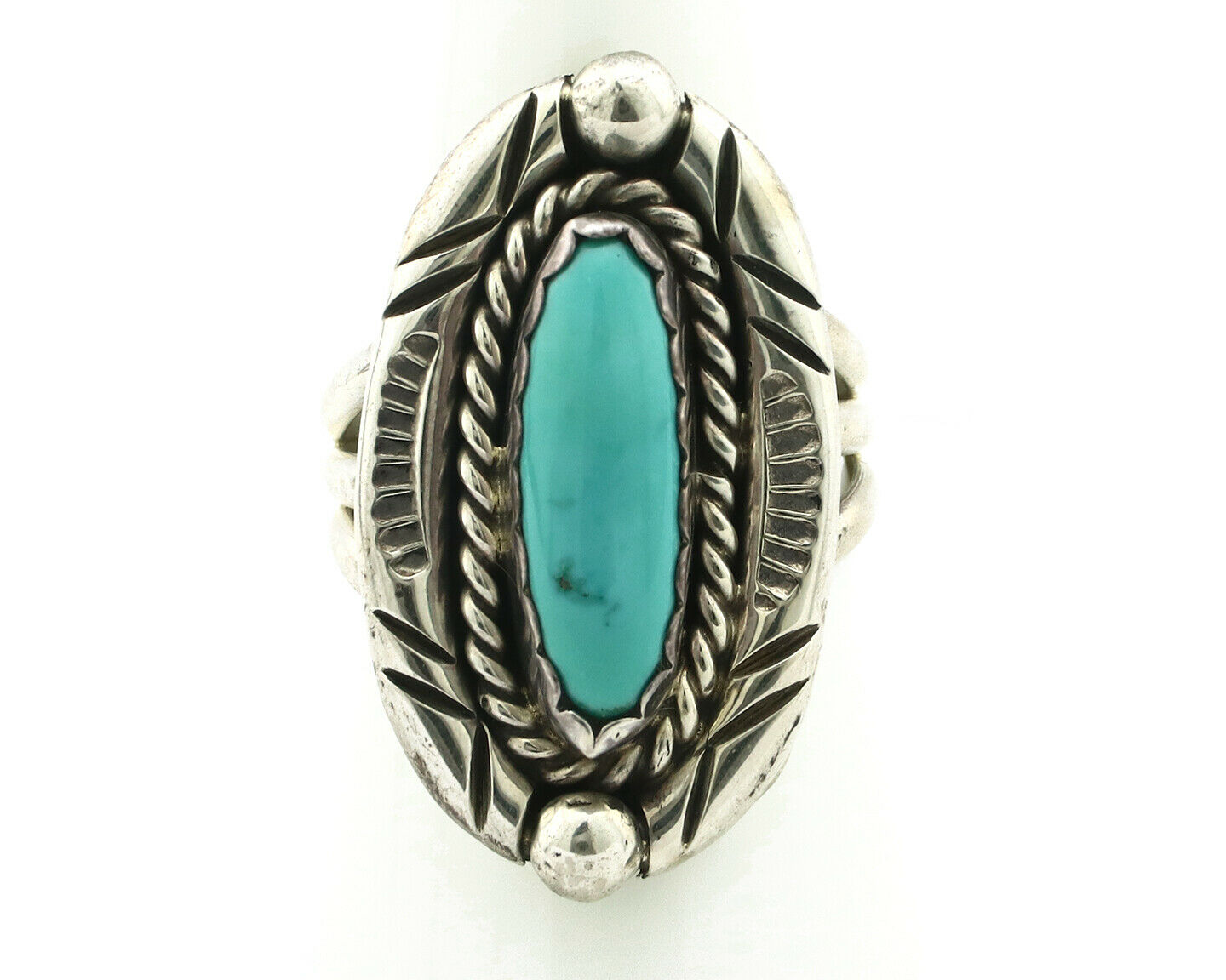 Navajo Ring .925 Silver Blue Turquoise Artist Signed V&N EDSITTY C.80's