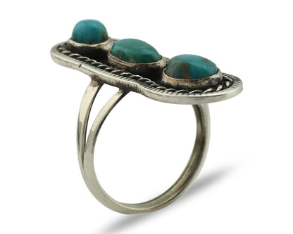 Navajo Ring .925 Silver Natural Blue Turquoise Native American Artist C.80's