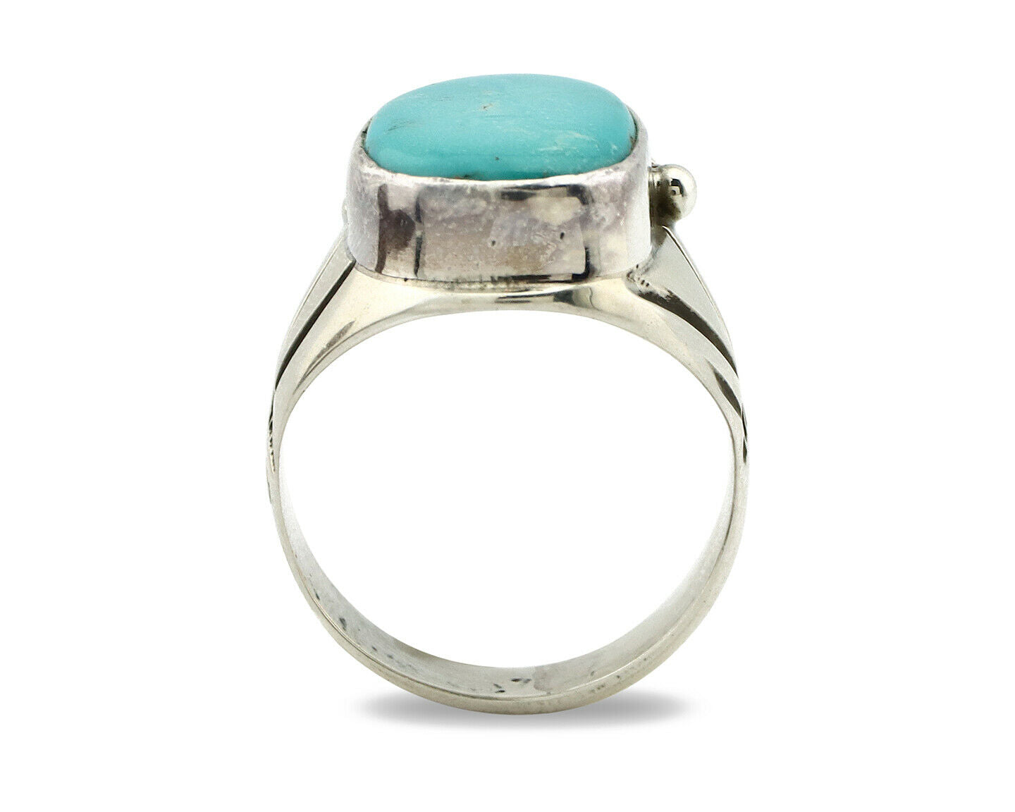 Navajo Ring .925 Silver Morenci Southwest Turquoise Native Artist C.80's