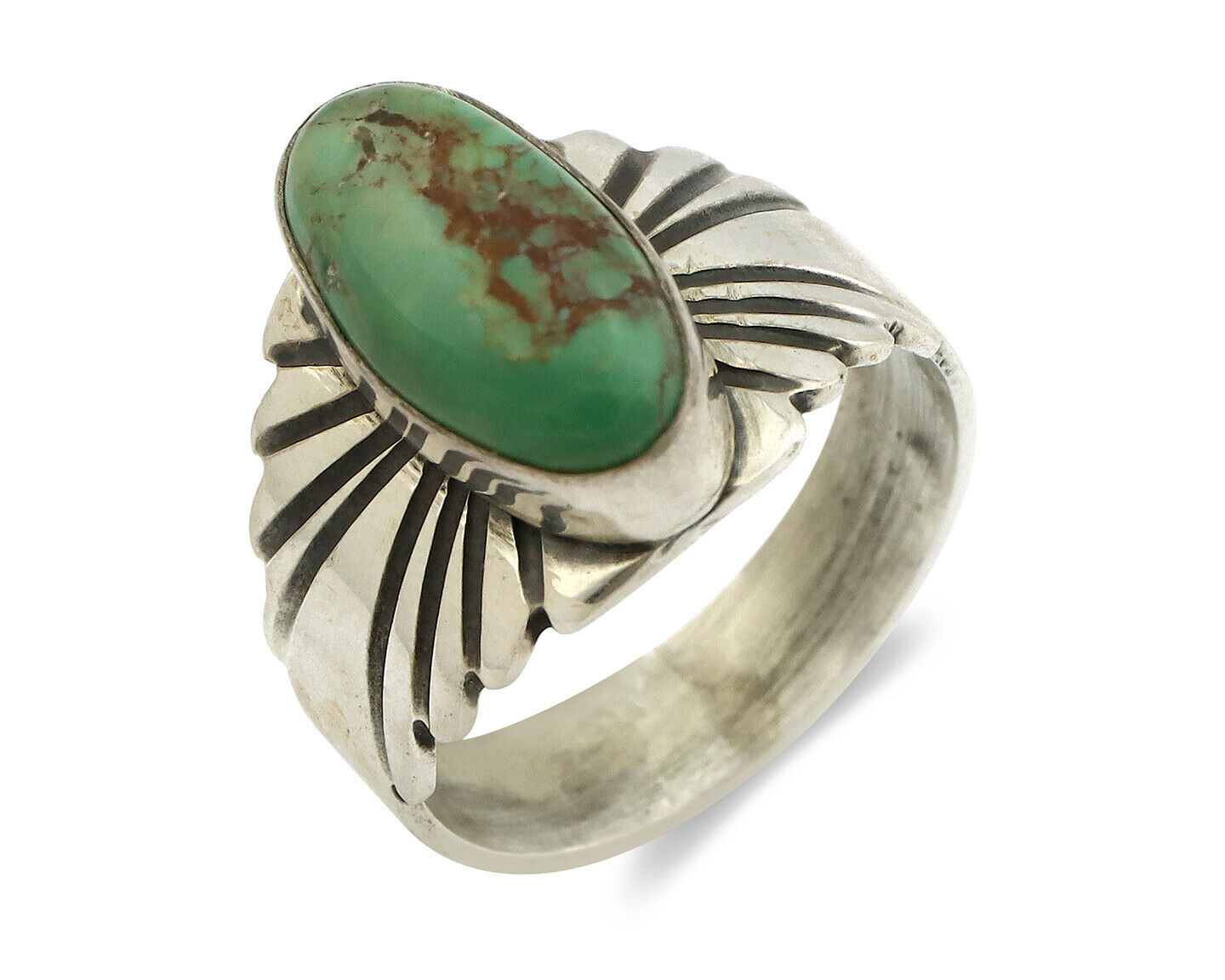 Navajo Ring .925 Silver Blue Green Arizona Turquoise Artist Signed Apache C.80's