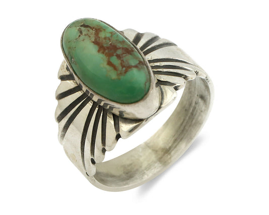 Navajo Ring .925 Silver Blue Green Arizona Turquoise Artist Signed Apache C.80's