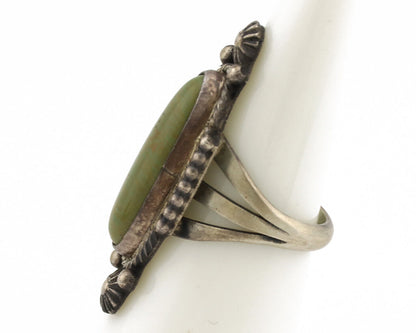 Navajo Ring 925 Silver Natural Green Turquoise Artist Signed RB C.80's