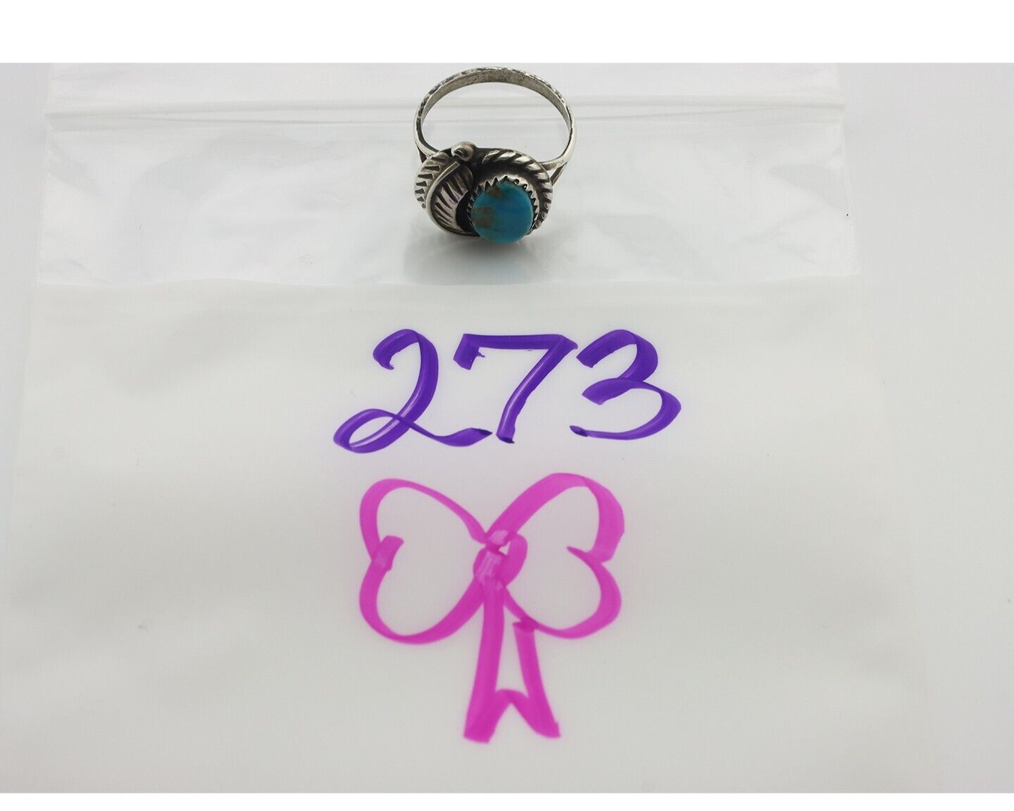 Navajo Handmade Ring .925 Silver Kingman Turquoise Native Artist C.80's
