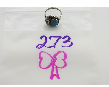 Navajo Handmade Ring .925 Silver Kingman Turquoise Native Artist C.80's