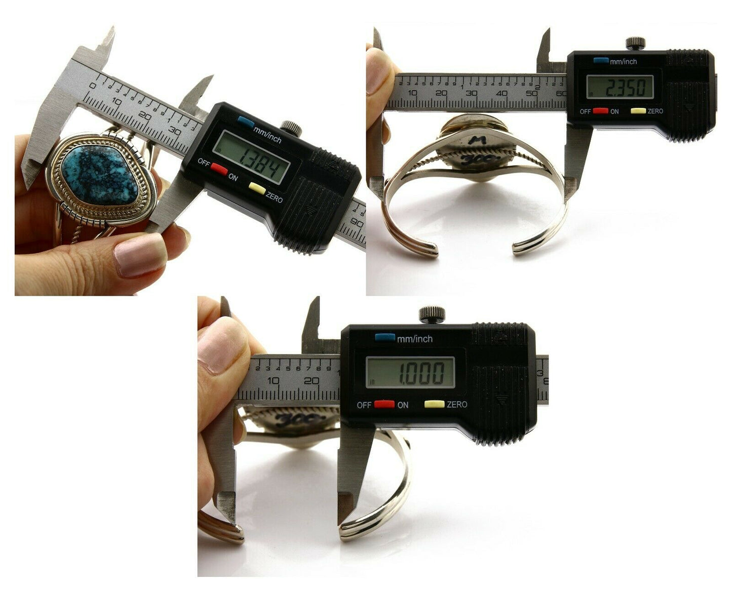 Navajo Bracelet .925 Silver Natural Blue Turquoise Signed Mc Cray C.80's