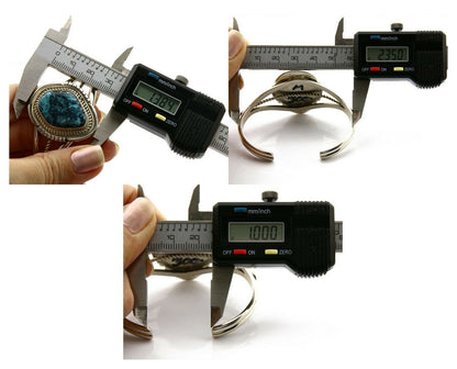 Navajo Bracelet .925 Silver Natural Blue Turquoise Signed Mc Cray C.80's