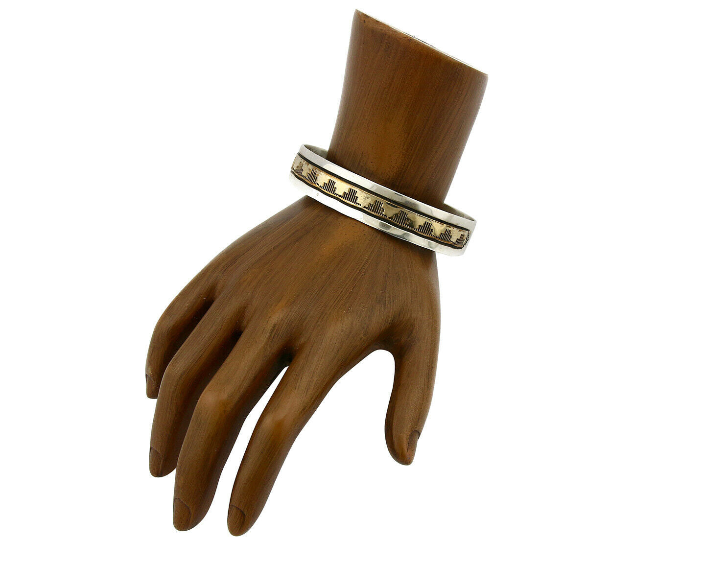 Navajo Bracelet SOLID .925 Silver & 12K Gold Filled Signed E Cuff C.80's