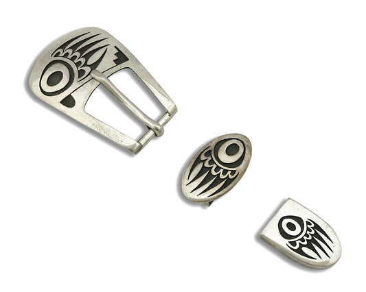 Hopi Ranger Belt Buckle .925 SOLID Silver Handmade Artist Mitchell Sockyma C.80s