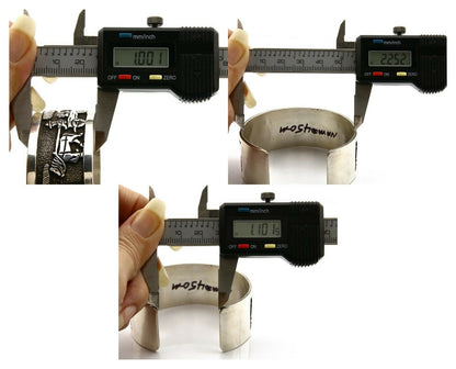 Navajo Bracelet .925 SOLID Silver Artist Signed Harold Yazzie Overlay C.80-90's