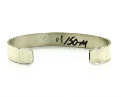 Navajo Bracelet Overlay Design .925 SOLID Sterling Silver Signed Artist SC C.80s