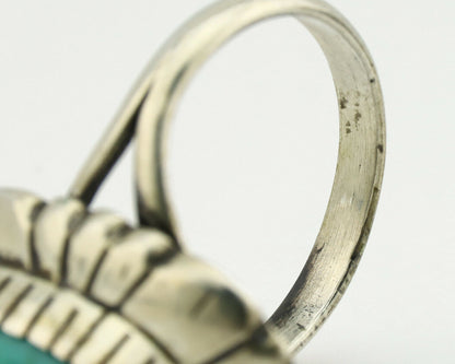 Navajo Ring .925 Silver Green Turquoise Artist Signed M Montoya C.80's