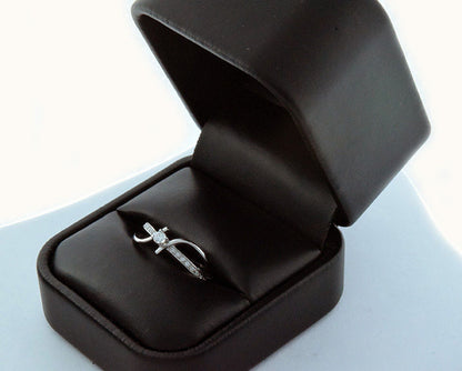 Diamond Wedding Solitaire w/ Accents Ring .25 ct Round Cut Solid 14k White Gold