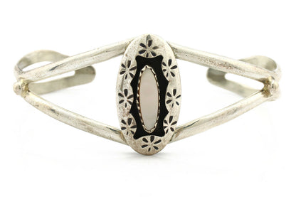 Navajo Bracelet .925 Silver Natural MOP Artist Signed IJC C.90's