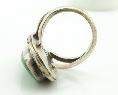 Navajo Ring .925 Silver Kingman Turquoise Artist Signed Gecko C.1980's