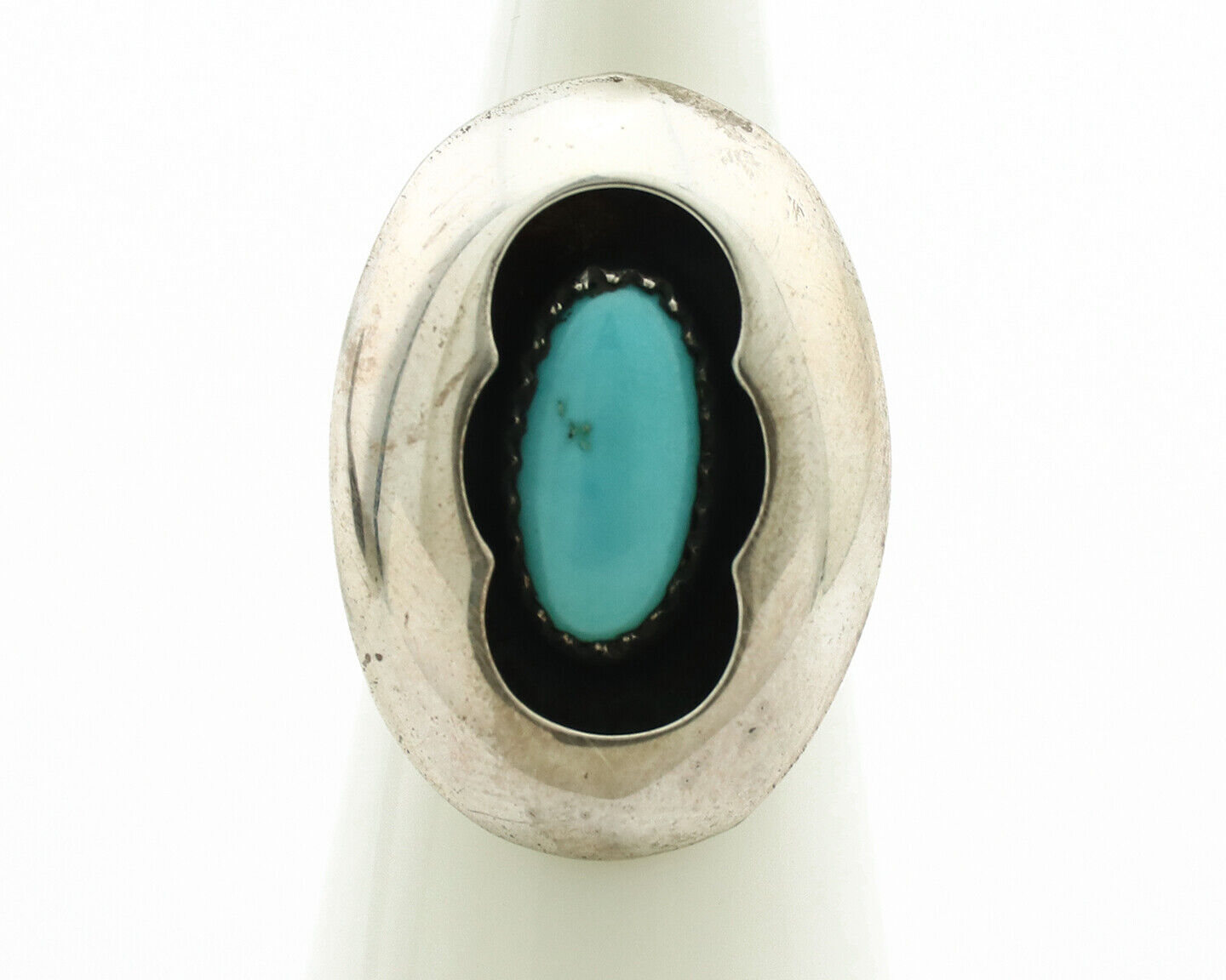 Navajo Ring .925 Silver Turquoise Native American Artist C.1980's