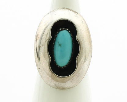 Navajo Ring .925 Silver Turquoise Native American Artist C.1980's