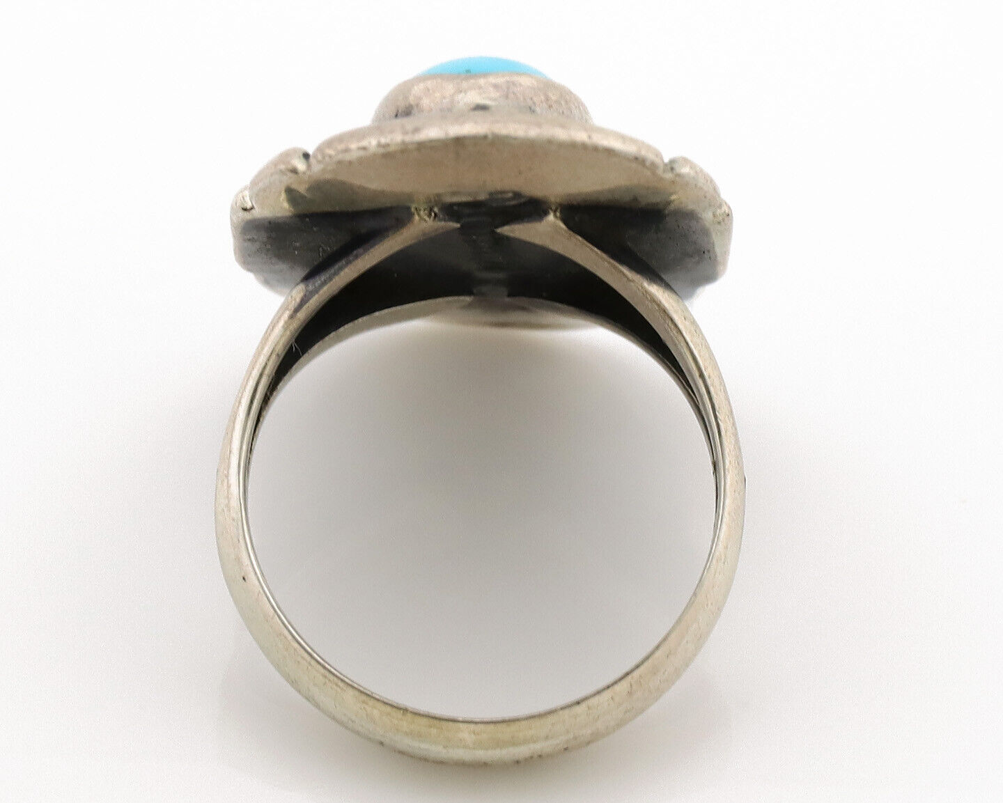 Navajo Ring .925 Silver Sleeping Beauty Turquoise Artist Signed M Montoya C.80's