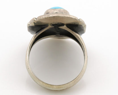 Navajo Ring .925 Silver Sleeping Beauty Turquoise Artist Signed M Montoya C.80's