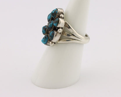 Navajo Ring .925 Silver Natural Blue Turquoise Artist Signed LP C.80's